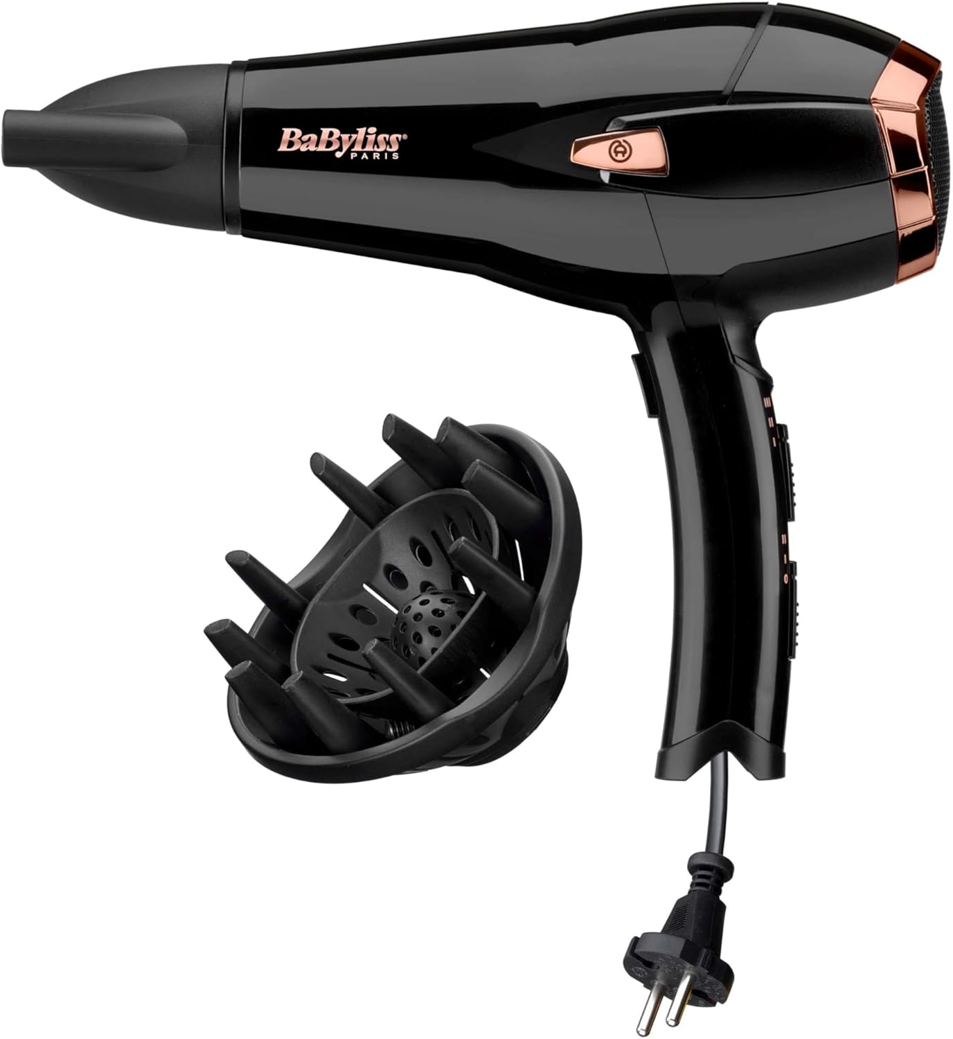 BaByliss Cordkeeper Haardroger – Krachtige 2000W Föhn met Unieke 1,65m Intrekbare Kabel, Ionische Anti-Pluis Technologie, 3 Temperaturen & 2 Snelheden, Zwart, D373E