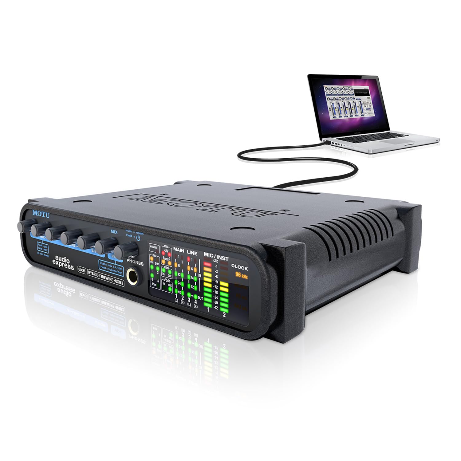 Motu Audio Express Hybrid 6 x 6 canali interfaccia audio Firewire USB standalone con cavo keepdrum XLR
