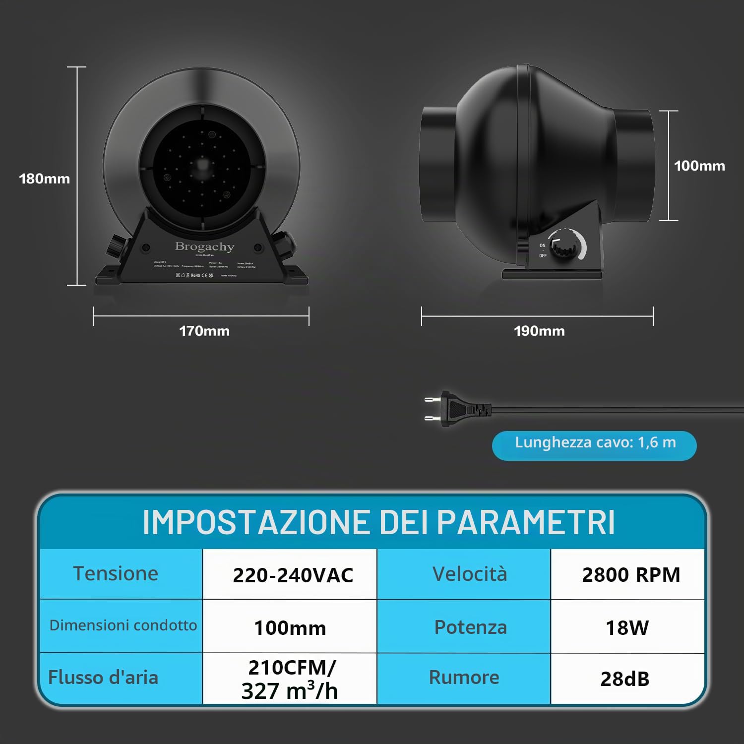 100 mm Ventola Aspiratore leise, für Cantina, Garage | estrattore aria motore EC Ventola di Scarico Per magazzini e soffitte entilazione Tenda di Crescita soffitte