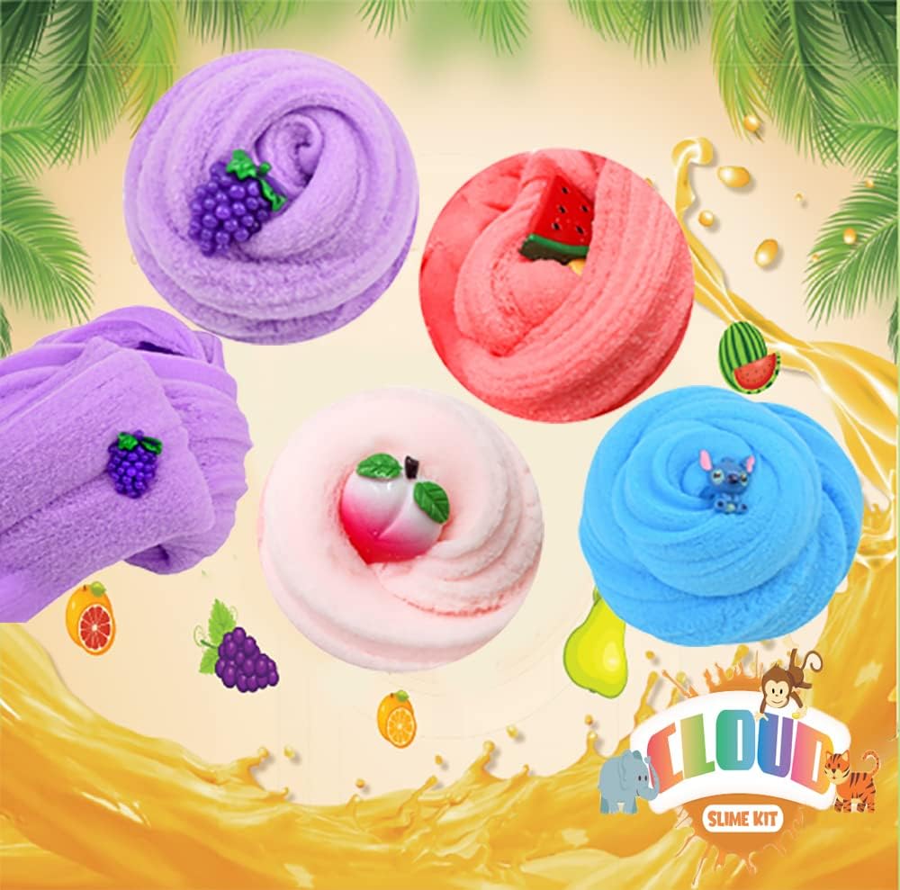 16 Pack Cloud Slime Kit, with Mint Slime, Watermelon Slime, Coffee Slime, Lemon Slime,Lollipop Slime and Cake Slime Super Soft & Non-Sticky, Birthday Gifts for Girls and Boys (Classic Edition B)