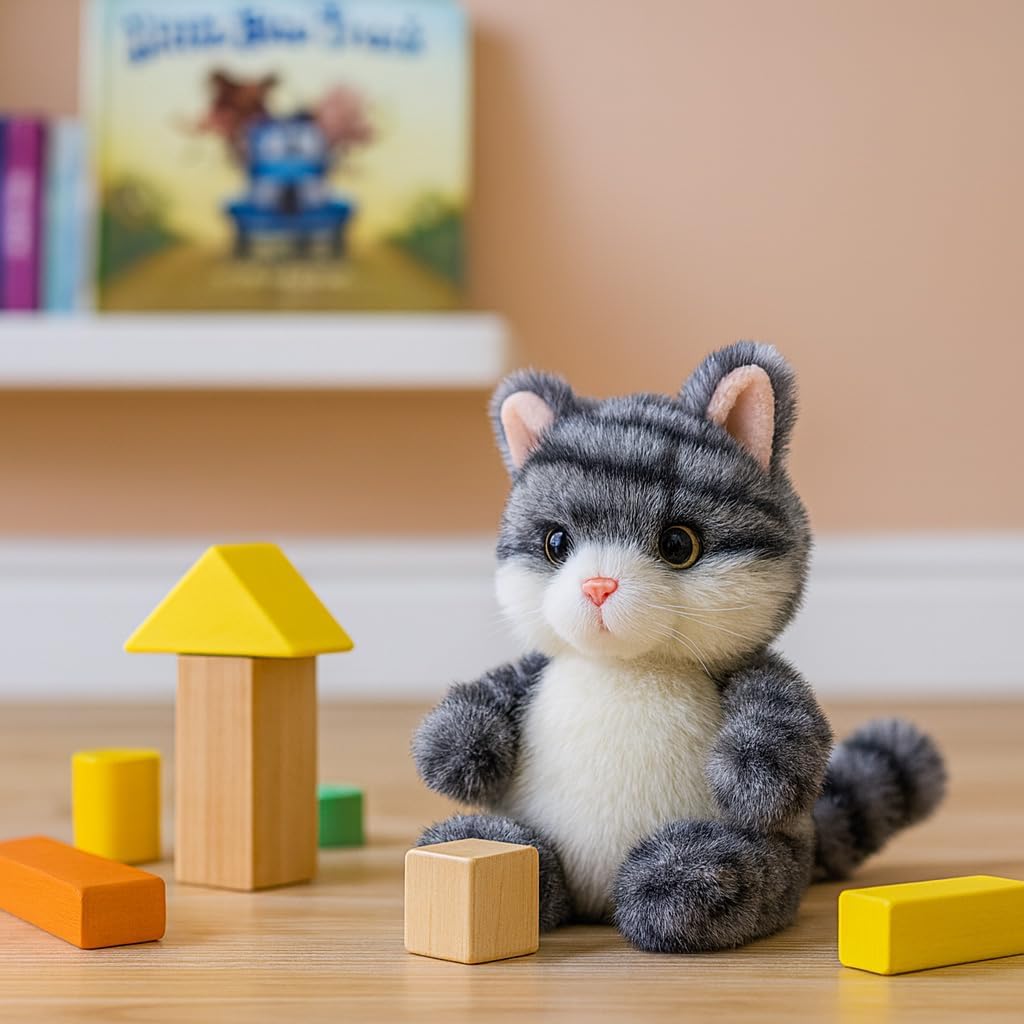 Cat Stuffed Animal Adorable Sitting Kitten Plush Soft Stress Relief Plush Toy Cute Birthday Gifts for Kids Adults,Gray