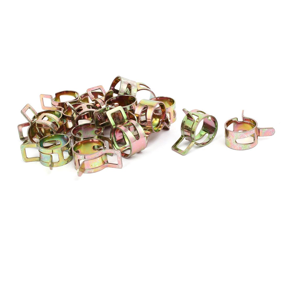 Aexit 18mm Inner Clamps Dia Yellow Zinc Plated Water Pipe Fuel Line Hose Clamps Strap Clamps Clips 20pcs