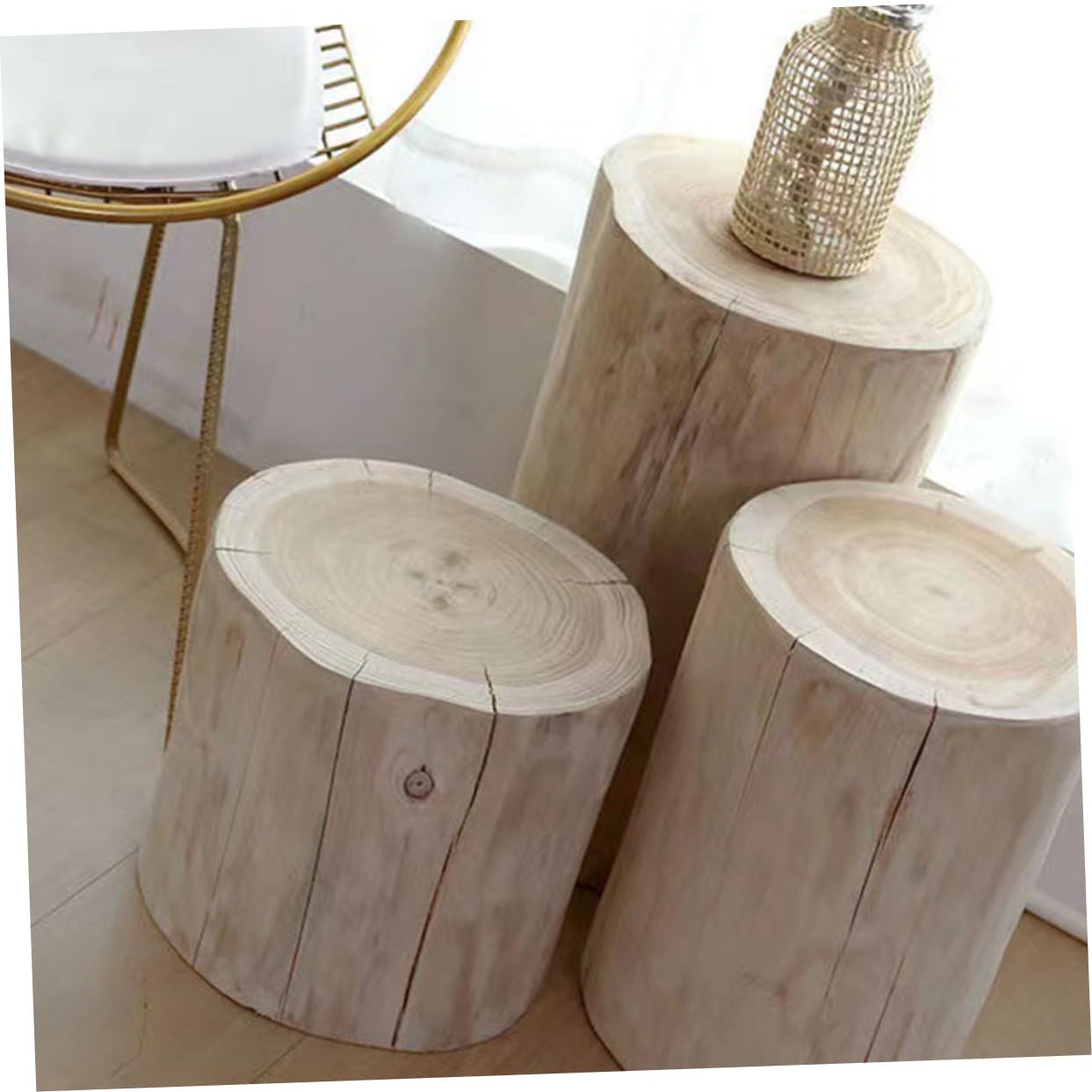 BESPORTBLE Taburete De Madera Maciza Asiento Multifuncional para Interior Decoración Rústica De Árbol Estable y Resistente