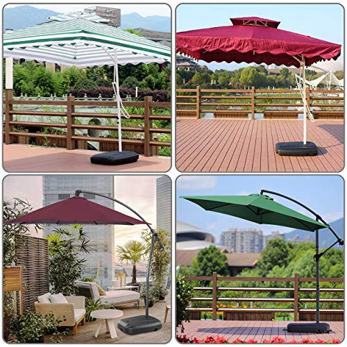 Sombrilla de jardín de 3 metros excéntrica beige con pie rellenable de HDPE 7