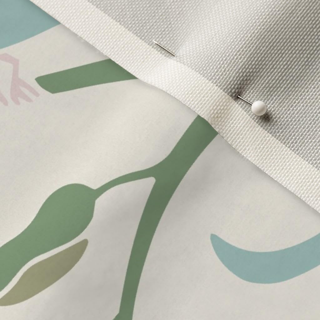 Spoonflower Fabric - Birds Floral Damask Bird Flower Cream Peach Peacock Sage Printed on Upholstery Velvet Fabric Fat Quarter - Upholstery Home Decor Bottomweight Apparel