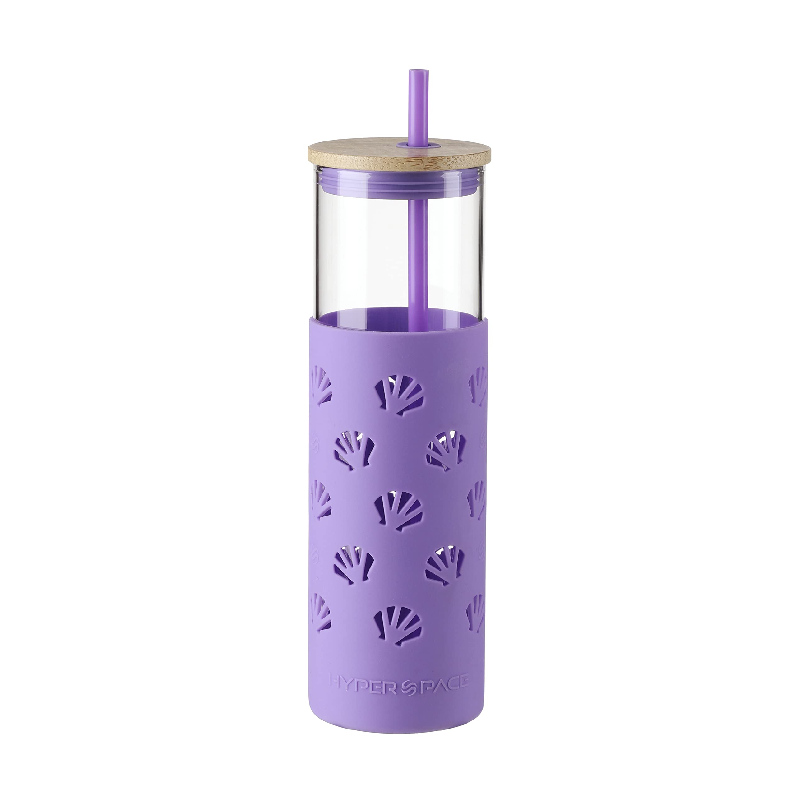 Amazon.com | Hyperspace 20 OZ Glass Tumbler Glass Water Bottle with  Silicone Protective Sleeve and Bamboo Lid, Travel Cups with Straw - BPA  Free (Purple Shell, 1Pc Pack): Tumblers & Water Glasses