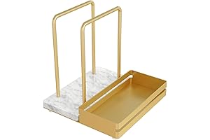 Tabletop Marble Napkin Holder with Gold Metal Frame