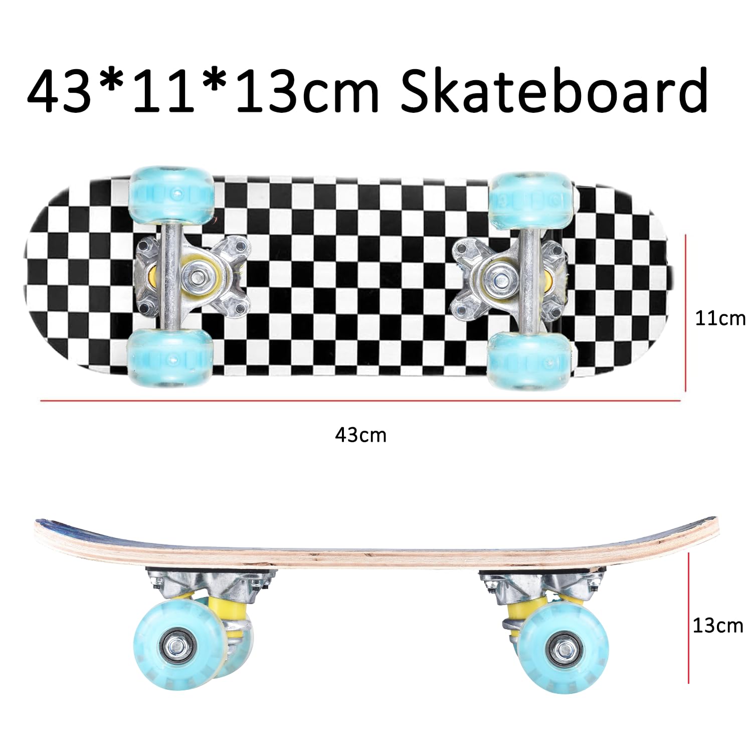 ERNAN Skateboard,17“ pour Fille/Garçon Débutant,T-Tool Inclus