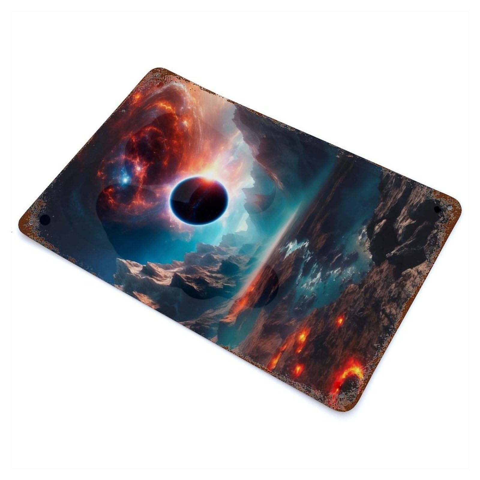 Rust Effect Lost Black Hole Rusty Metal Tin Sign 11.8"x7.9", Old School Wall Decor for Pub, Kitchen And Man Cave Decor