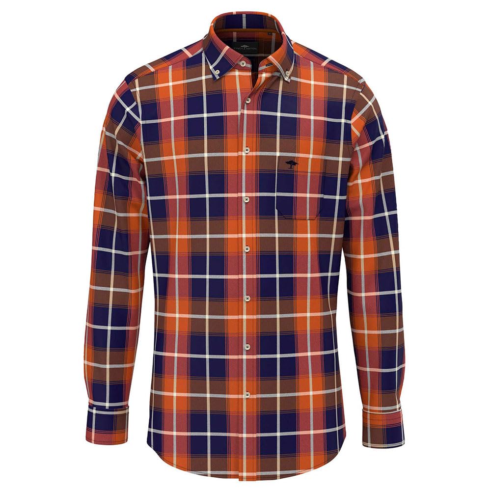 Fynch-Hatton Men's Brown Fynch Hatton 14118140 Long Sleeve Shirt 3XL