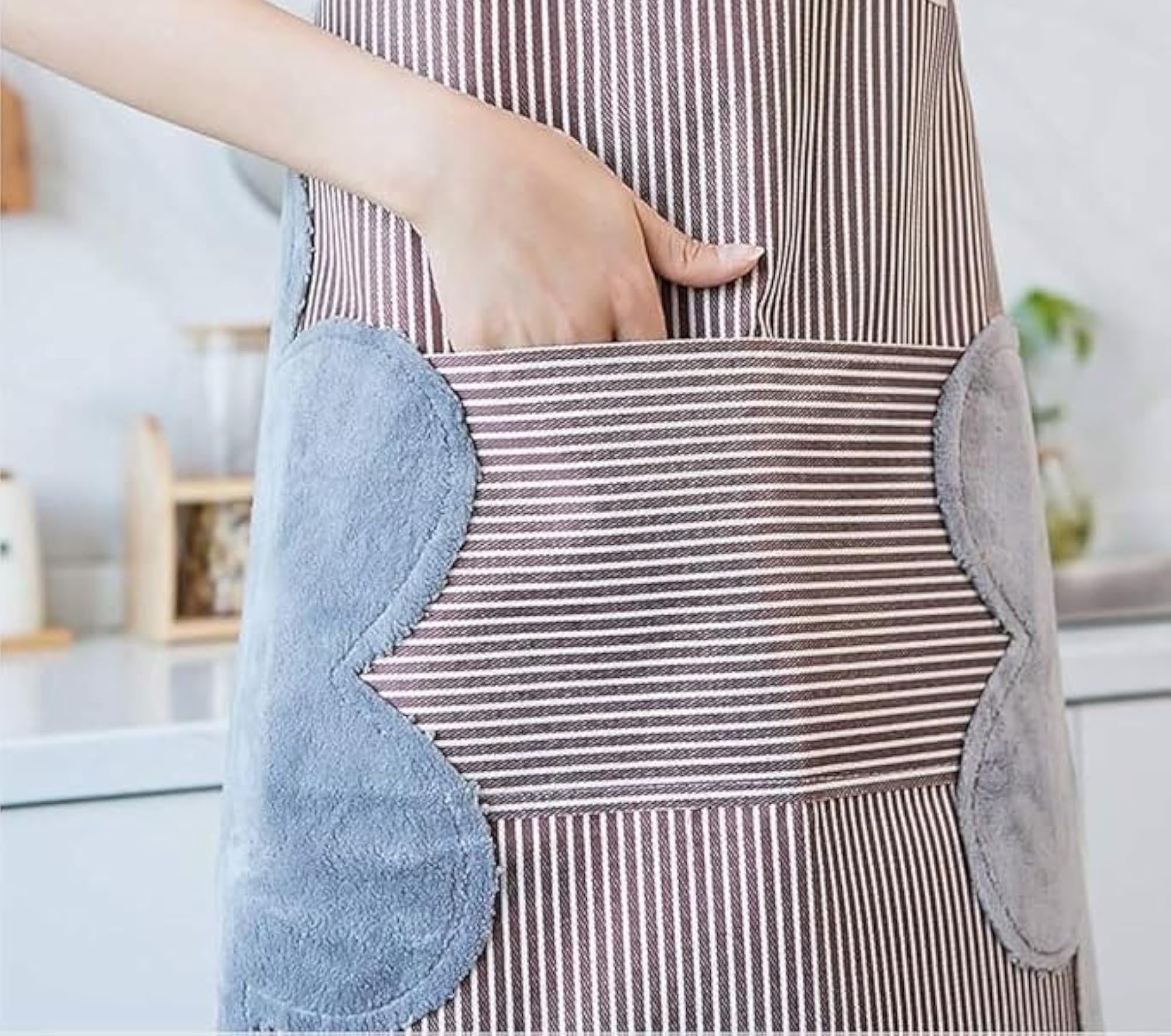 Waterproof Kitchen Apron with Side Soft Cotton Towel, Pockets