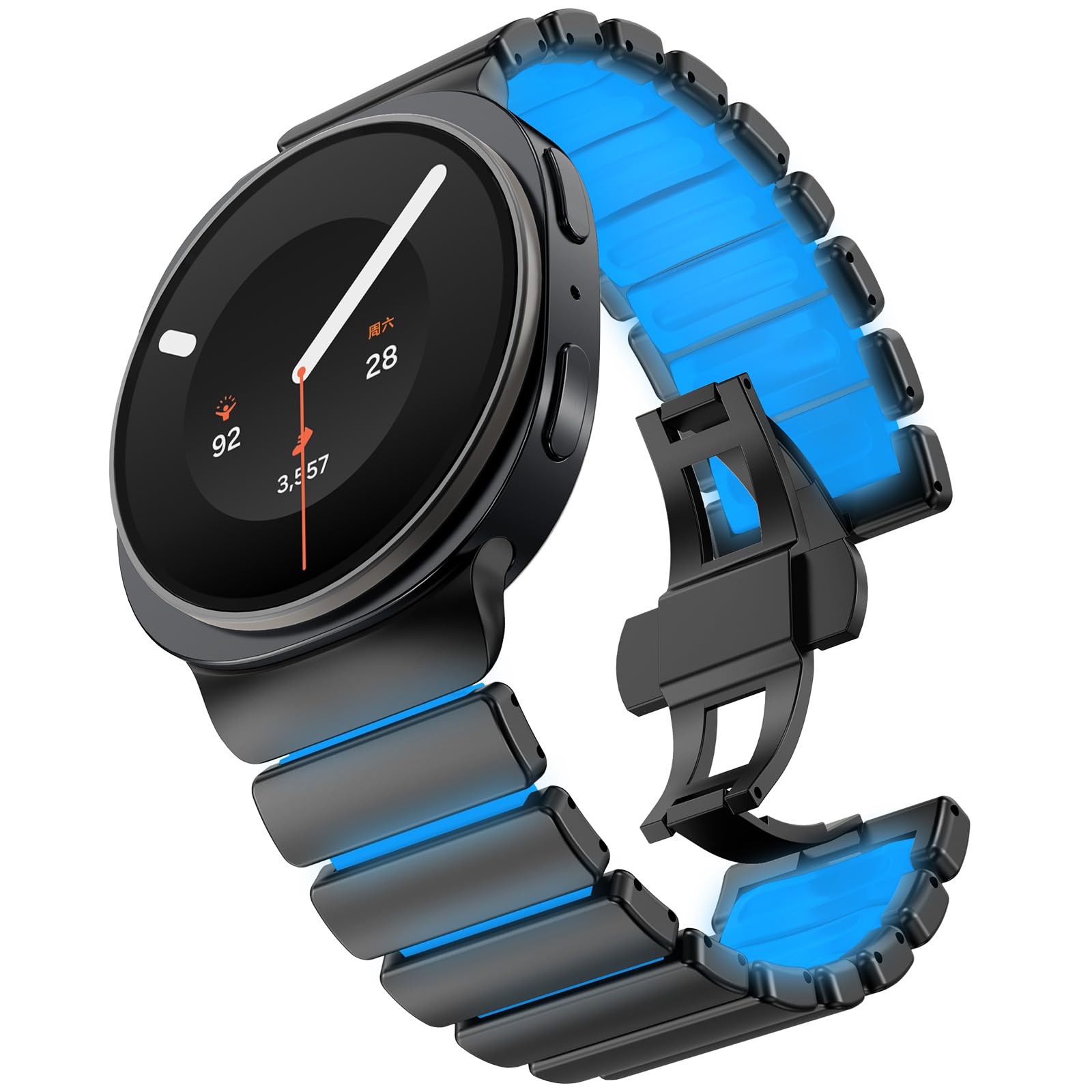 WINGLE Correas de acero inoxidable para Galaxy Watch 9/8/8 Classic Band Samsung Galaxy Watch 9, bandas de 44 mm, 40 mm, 46 mm, para hombres, correa de lujo de acero inoxidable de silicona de doble