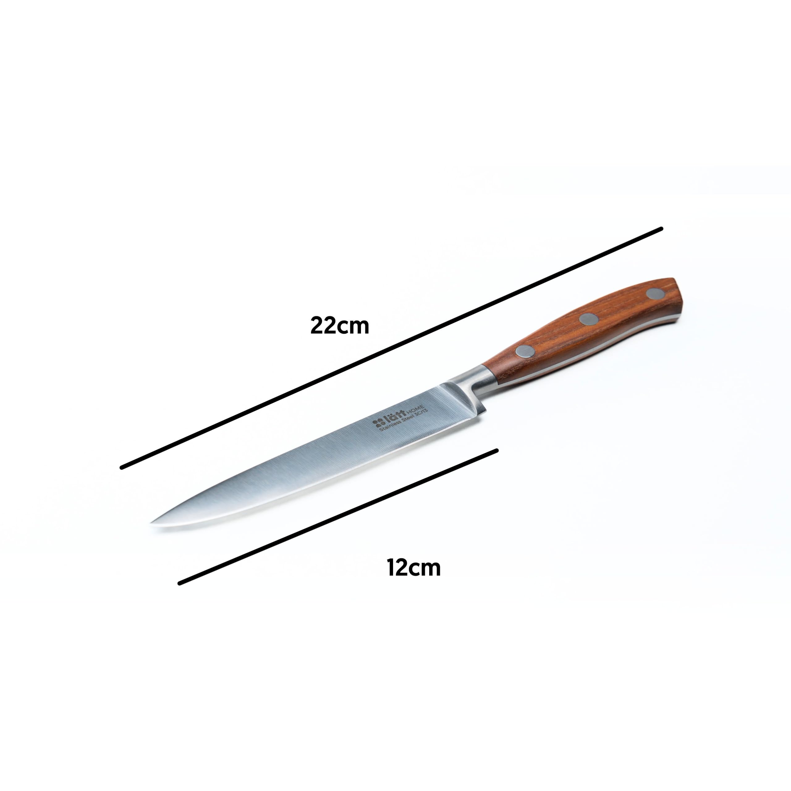 Cuchillo Multiusos 12cm - Fabricado en Acero Inoxidable - Filo Preciso - Mango de Madera - Cuchillo Cocina Cómodo y Seguro - Resistente y Duradero - Ideal para Uso Doméstico y Profesional