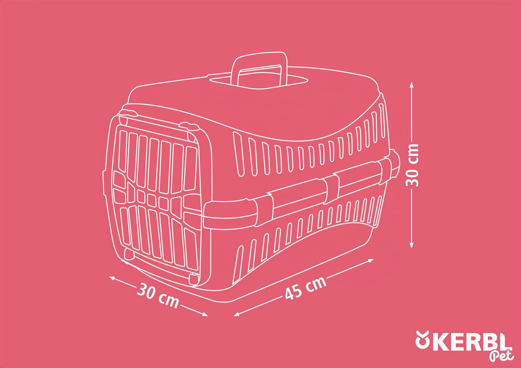 Kerbl Pet Cage de Transport Expedion, Vert/Noir, 45 x 30 x 30 cm, Cage pour Chien, Cage pour Chat, Transport pour Chien, Plastique, Petits Chiens, Chats