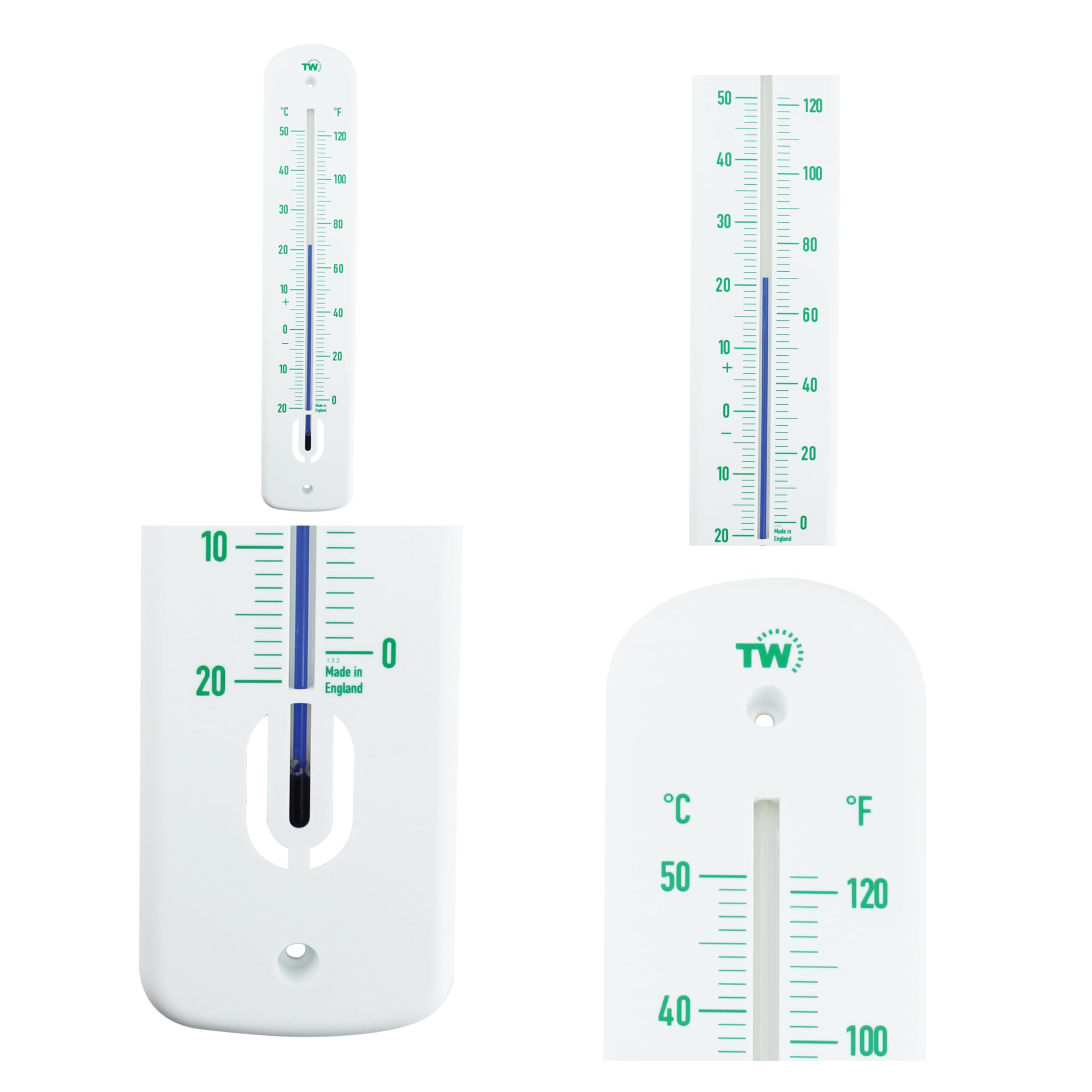 Termometro da giardino grande da 380 mm, per esterni, per giardino, serra, patio, terrazza, tettoia, parete, termometro classico, per interni ed esterni, colore verde