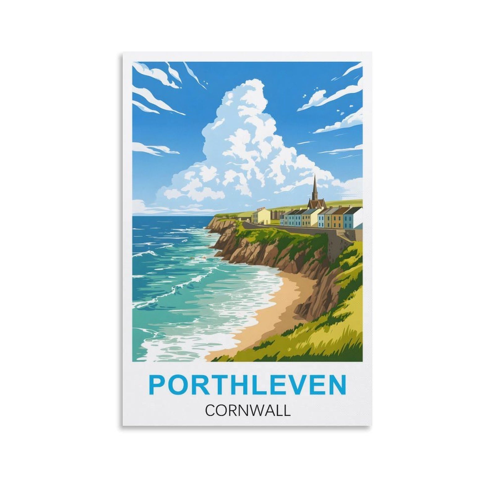 EZMLFA 5D Diamond Painting Kits for Adults,Porthleven Cornwall,Diamond Painting,Landscape Gem Art Kits Adult and Crafts Home Decor 30x40cm