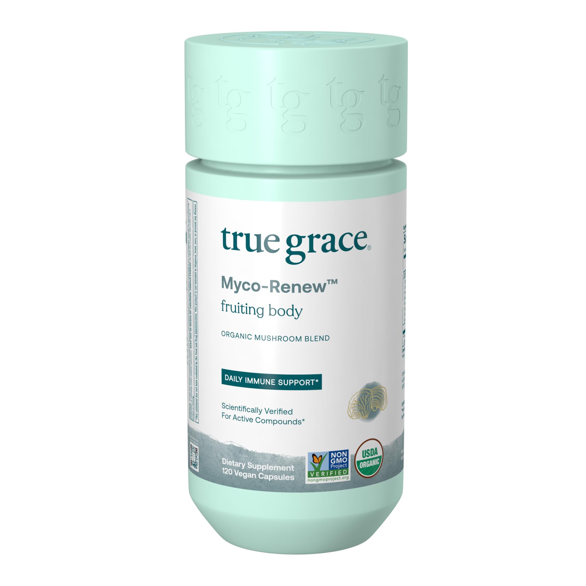 True Grace Mushroom Myco-Renew Blend Daily Immune Support - 120 Count Capsules - Organic