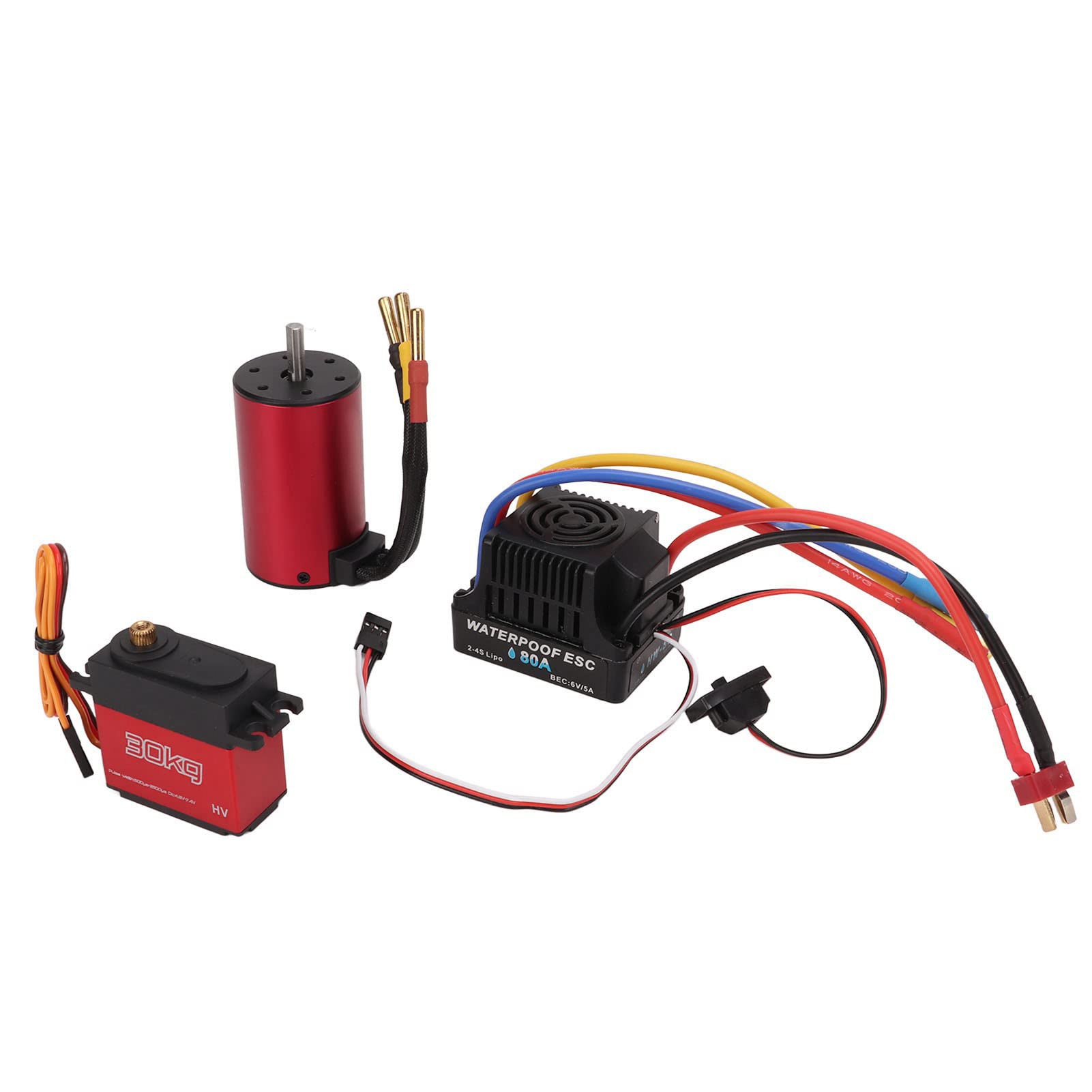 Zestaw bezszczotkowego silnika ESC 3300KV Bezszczotkowy silnik długa linia 80A ESC 30kg Zestaw serwo Combo dla 1/8 dla 1/10 RC Car