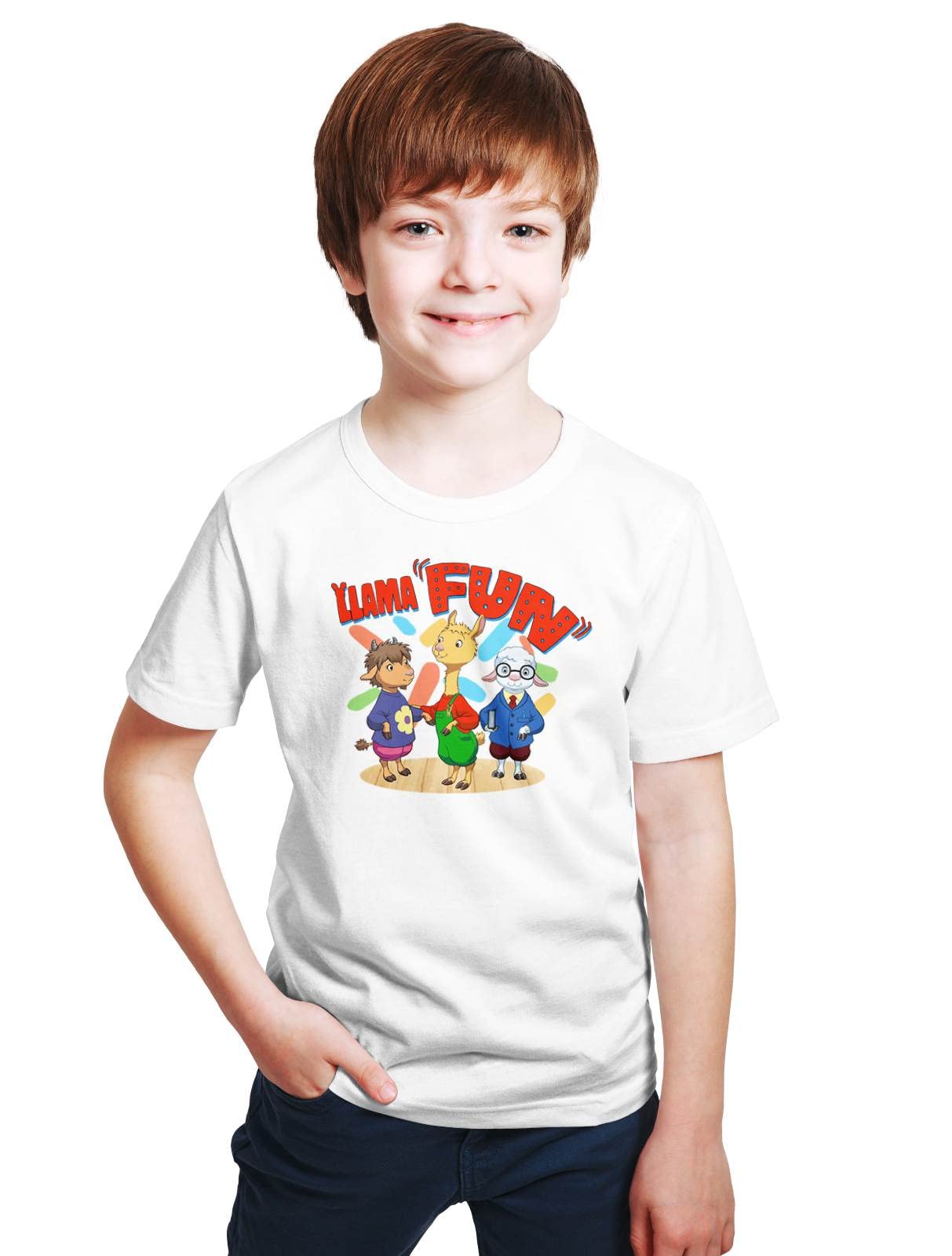 AirDropRelaxed Fit Cartoon Llama T-Shirt for Boys & Girls 793