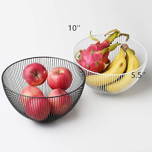 Miniatura 10 de IBWell Cesta de frutas de alambre negro para fruta, plato de frutas para cocina, cesta de frutas, cuencos de frutas para mostradores, frutero