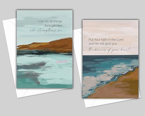 Miniatura 4 de Inspirational Bible Quotes Greeting Cards - Set of 10 All Occasion 5x7 Note Cards with Envelopes. Blank Inside. Assorted Religious Passages on