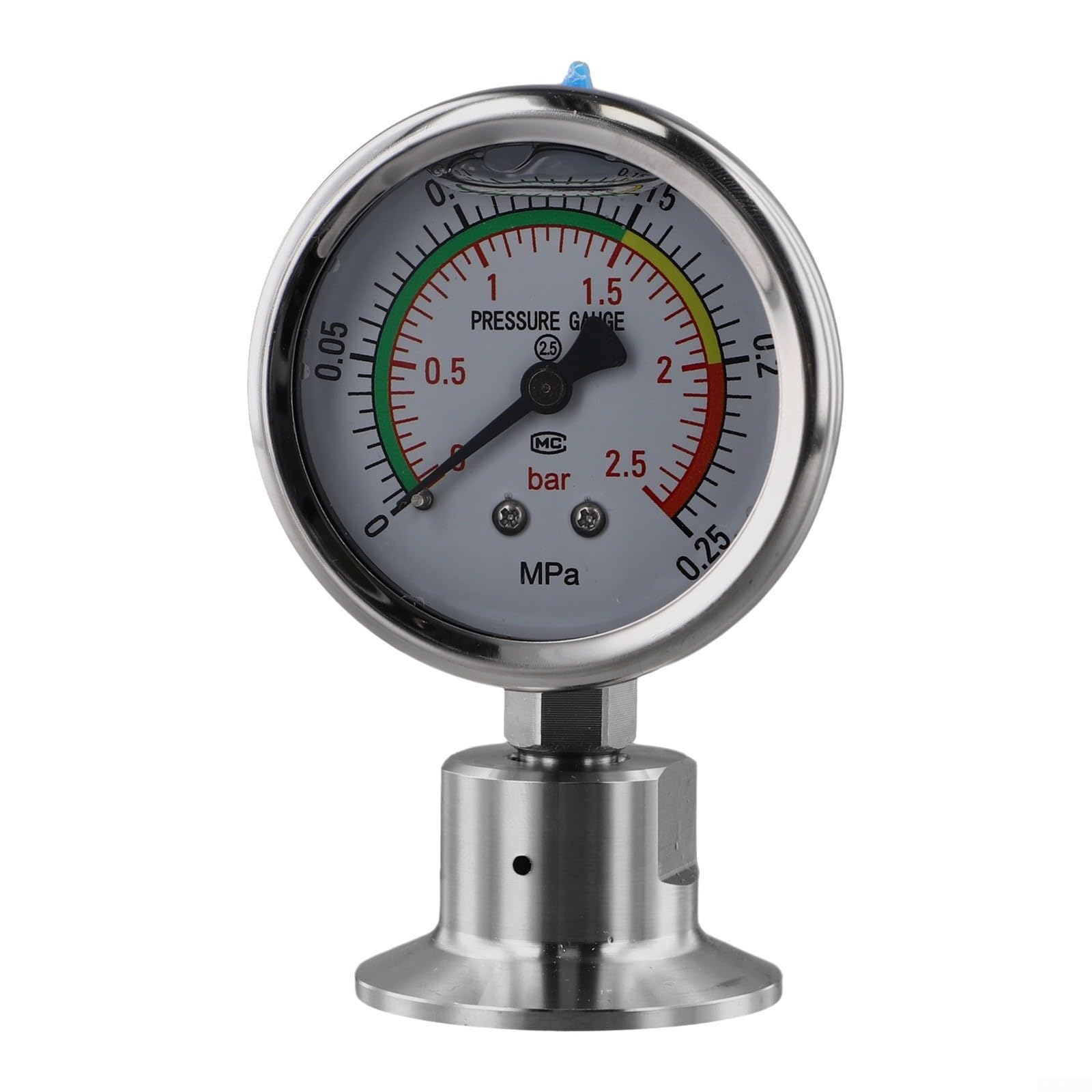 Manometro a membrana 0-0,25 MPa per manometro a membrana in acciaio inox | Gamma 0-0,25 MPa, membrana 316L, resistente all'usura, resistente alla corrosione, alta precisione