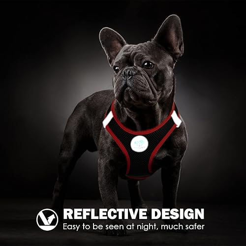 Miniatura 6 de PHOEPET Arnés para perro, arnés reflectante ajustable para perro, chaqueta suave para caminar para mascotas con 2 ganchos de metal para correa para
