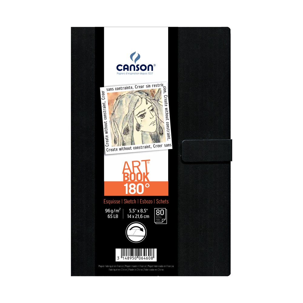 180 Degree Art Book Paper Pad, Hardbound Sketchbook, 5.5x8.5 inches, 80 Sheets (65lb/96g)…