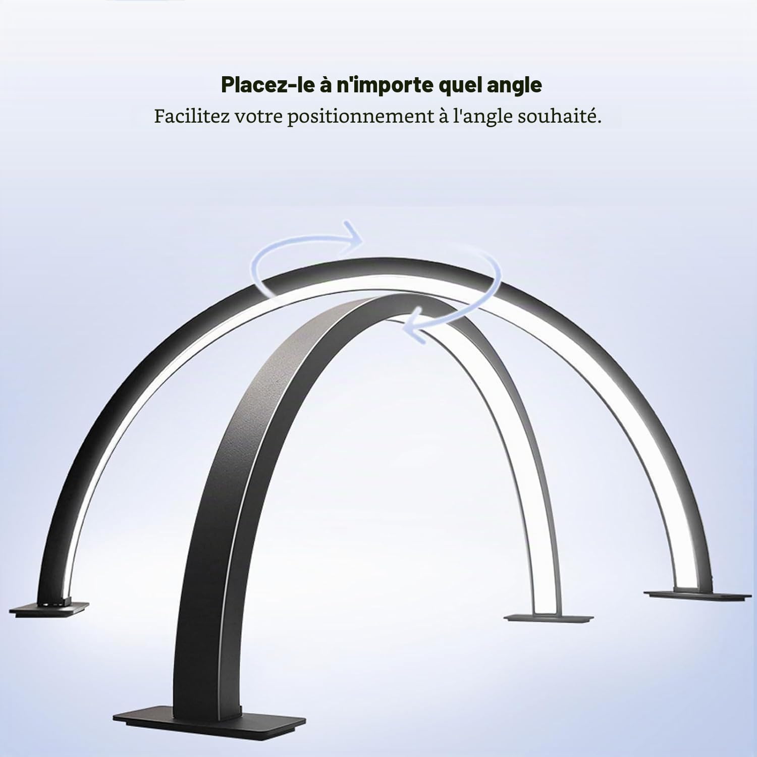 Lampe Demi-Lune à Ongles - Trois Modes de Luminosité, 30W, Température de Couleur Réglable 3000K-6000K, Deux Tailles Disponibles (Blanc, 55cm)