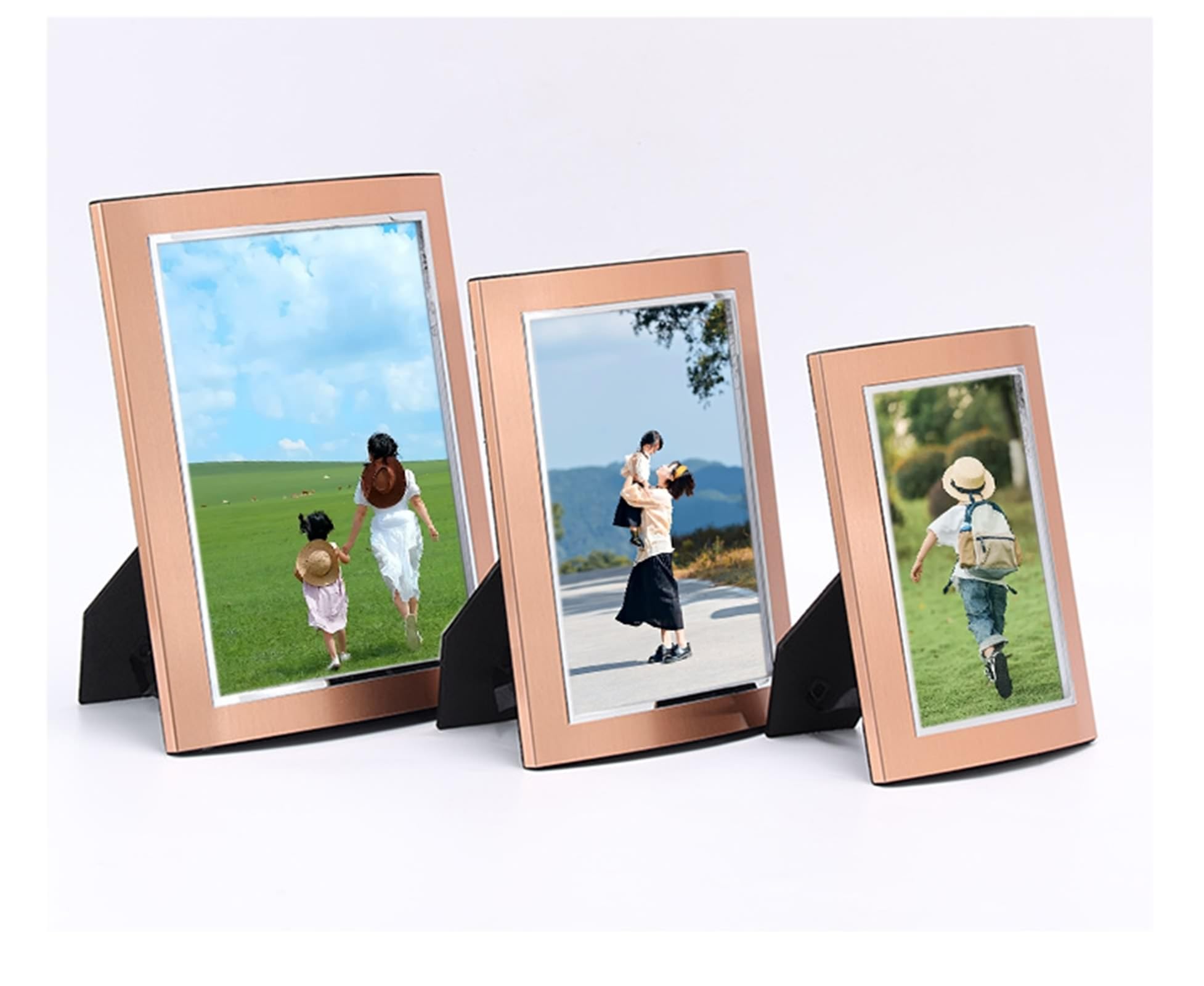Fotorahmen Kaffee, Fotogröße 15x20 CM Tischplatte Picture Frame mit Passepartout Horizontal/Vertikal, Rechteck Kratzfestes Portraitrahmen Metall für Wohnzimmer, Schlafzimmer