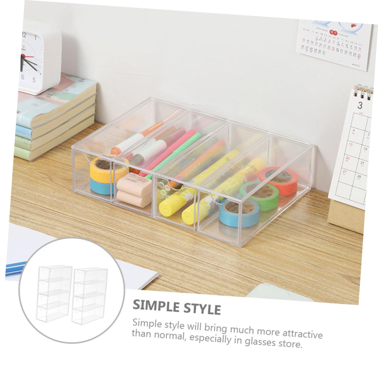 Caja Transparente para Gafas y Joyas 4 Capas Acrílico Multifuncional Organizador Almacenamiento Escritorio 2 Piezas Hogar y Tienda