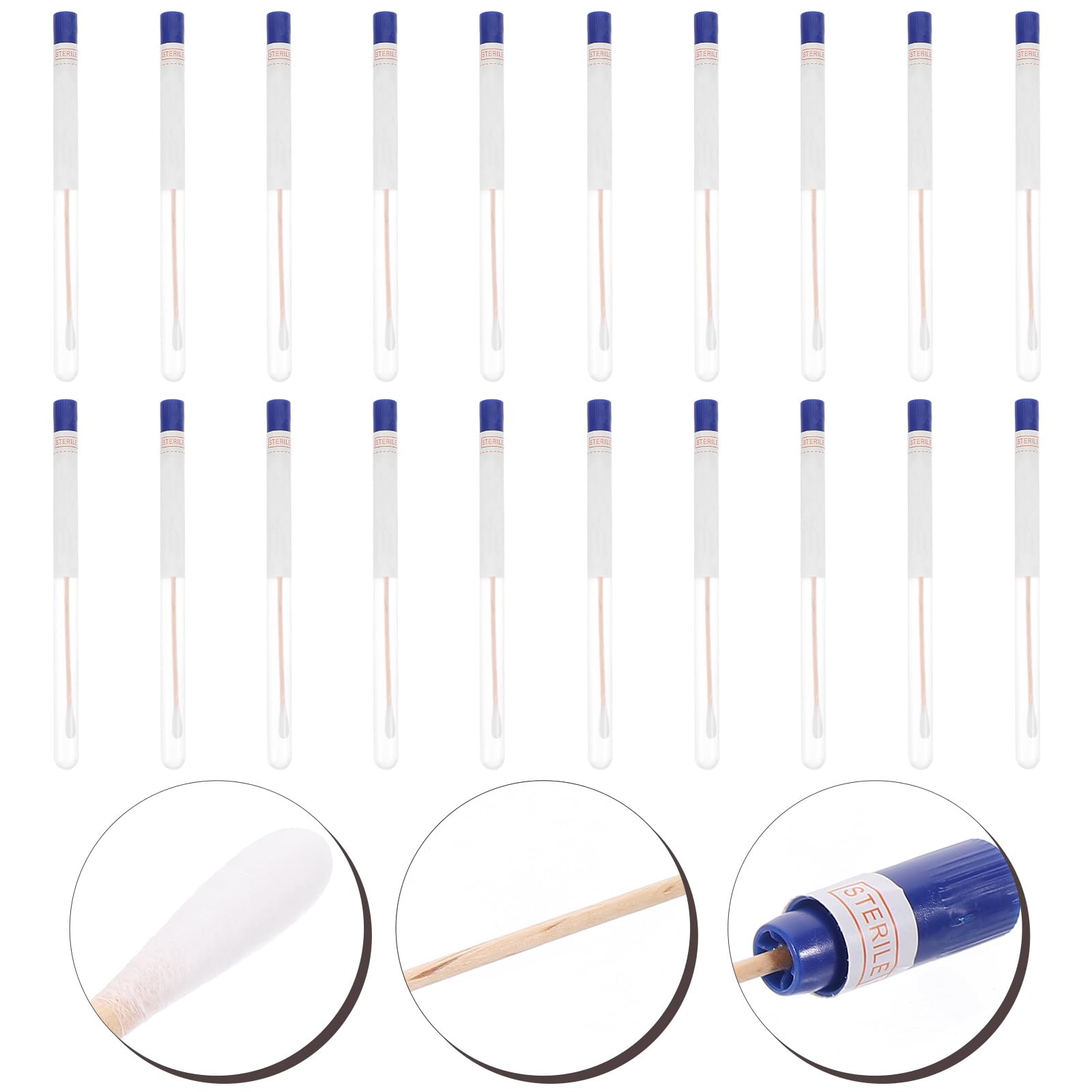 iplusmile Abstrichtupfer Steril mit Röhrchen 150 Stück, Einzeln Verpackte Abstrichstäbchen für Proben, 18 cm Tupfer zur Oberflächenprüfung