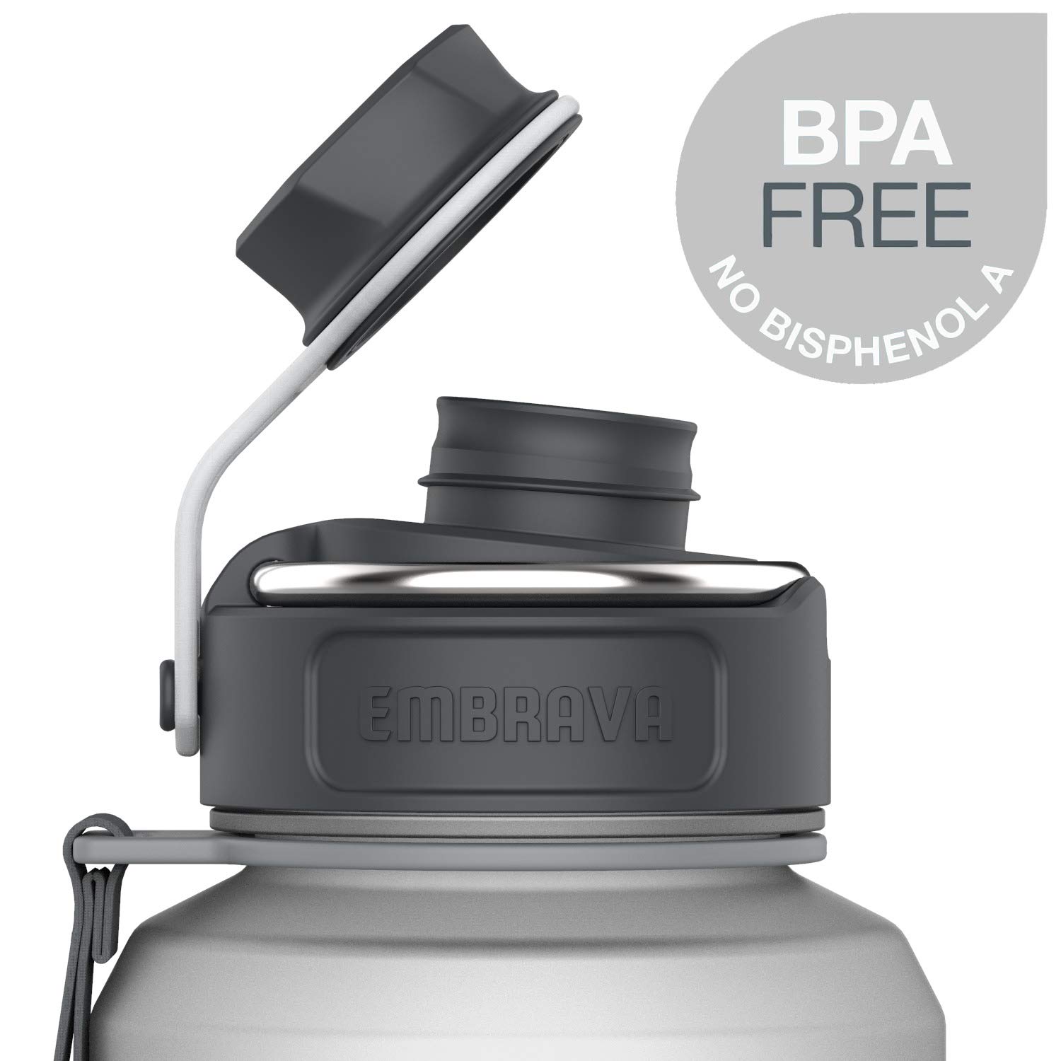 Embrava Wasserflasche groß mit ReiseTragering breiter auslaufsicherer Trinkauslauf robust BPA und BPSfrei TritanKunststoff Sport Camping Fitnessstudio Fitness Outdoor White Frosted 40oz