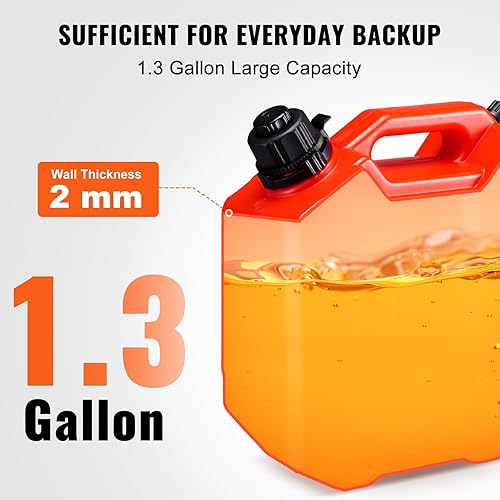 Miniatura 5 de VEVOR Tanque de transferencia, 1.3 galones5L, tanque con boquilla y soporte bloqueable, contenedor de transferencia de almacenamiento, función de