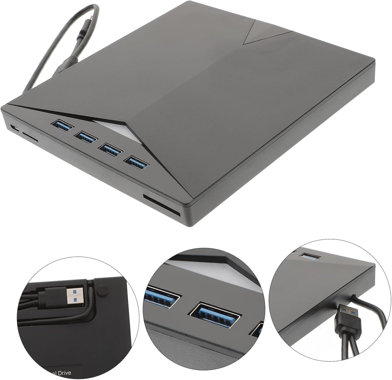 7 in 1 External DVD Drive for Laptop Cd Drive Rewriter DVD Writer Portable Laptop Writer Drive Portable DVD Drive External Drive for Laptop with 4 USB Slot and Memory Card Slot
