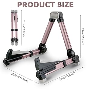 EASTROCK Guitar Stand Professional Portable Black Tripod Adjustable A Fame Acoustic Guitar Stand Multiple Guitars for Acoustic Guitar Electric Guitar Bass (Alloy 1 pack pink)