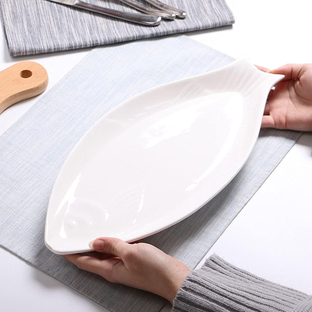 1 Pc Plato De Pescado Al Vapor Comida De Cerámica Bandeja De Comida De Porcelana Platos De Ensalada De Frutas Plato De Pasta Para La Cena Estilo Japones Platillo De Pescado