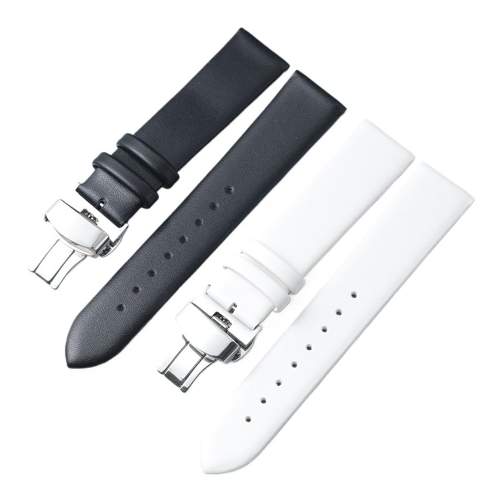 HuanJ Bracelet De Montre En Cuir Véritable, Accessoires, Bracelet Souple Et Fin Avec Boucle Papillon Automatique En Acier Inoxydable