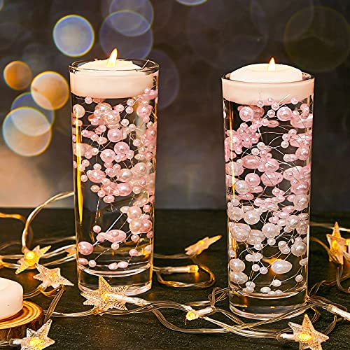 200 Pieces Artificial Pearl Chains for Floating Candles Centerpiece 7.5 Inch Vase Fillers Faux Pearl Chain Filler Filling in Floating Candles for Wedding Party Home Centerpieces (White and Pink) 200 Pieces Artificial Pearl Chains for Floating Candles Centerpiece 7.5 Inch Vase Fillers Faux Pearl Chain Filler Filling in Floating Candles for Wedding Party Home Centerpieces (White and Pink)
