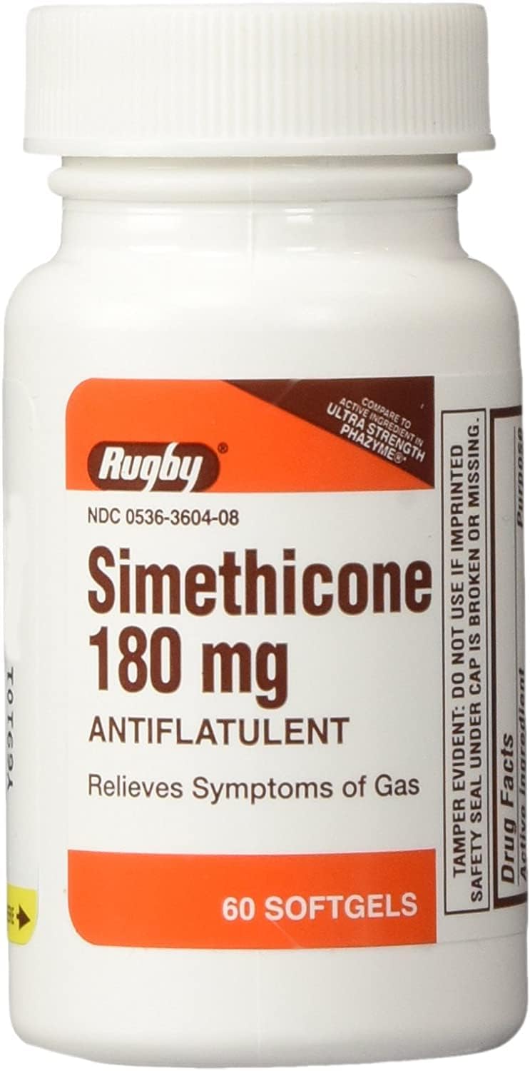 Rugby Simethicone 180mg Softgels Anti-Gas 60 Ct Pack of 4 : Health & Household