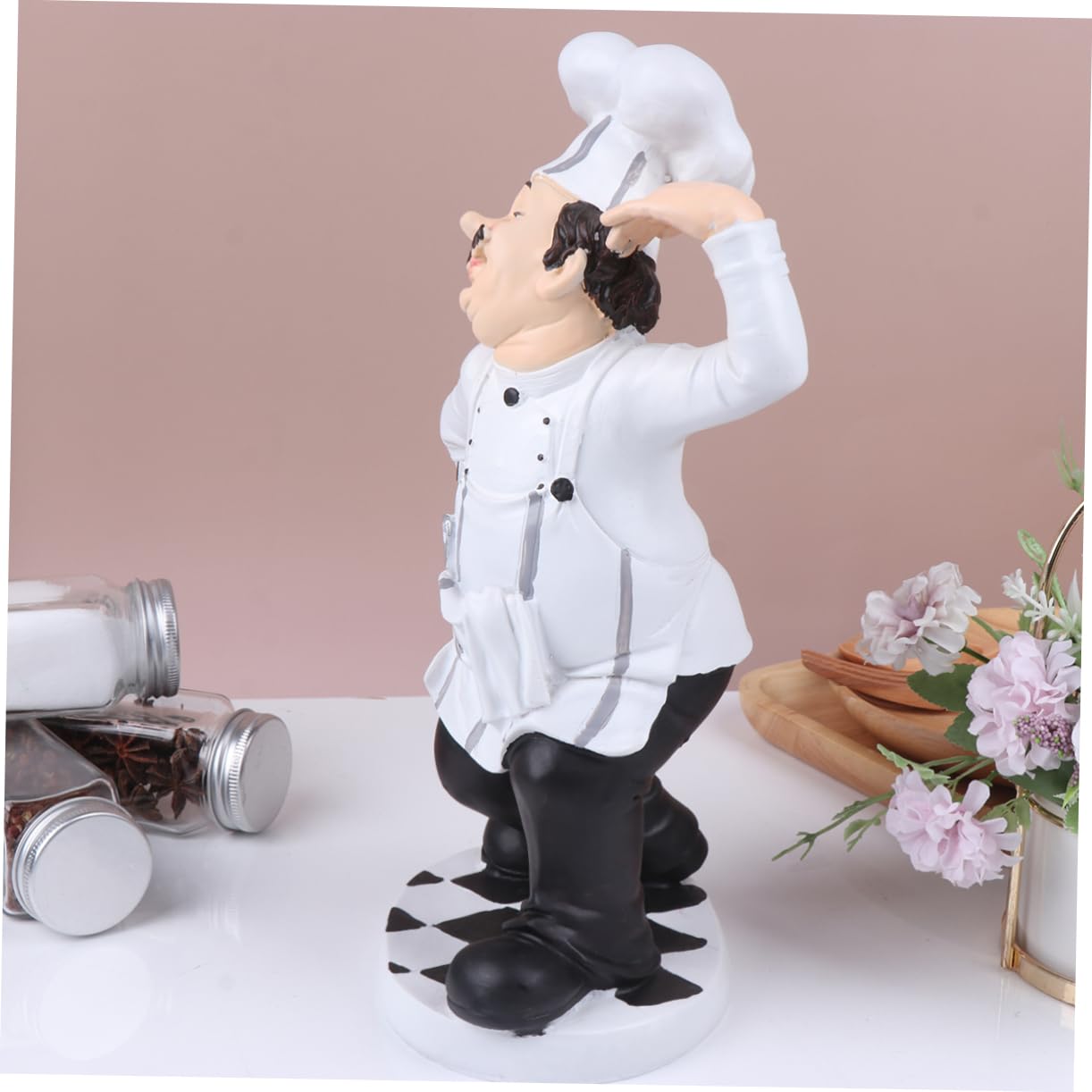 Zerodeko Ornamento dello Chef in Resina a Forma di Statuetta Europea, Decorazione Stabile per Cucina, Casa, Ristorante e Pasticceria, Figurina Divertente da Collezione per Tavolo