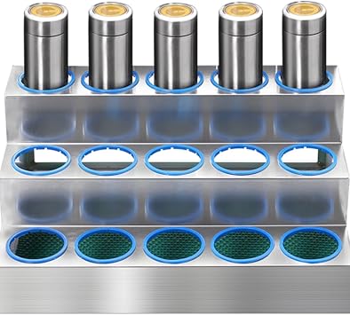 Water Bottle Storage Holder Stand, Stainless Steel Water Bottle Rack 15 Bottles Cup Organizer Desktop Cup Holder for Office Factory 3-Tier