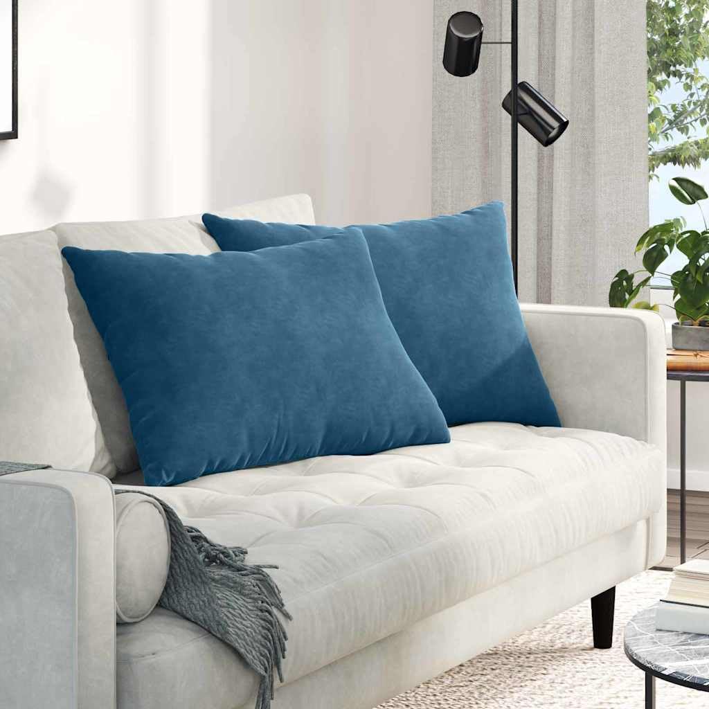 Juego de 2 cojines de pana para sofá de 70 x 50 cm, color azul con cremallera, cojines de terciopelo para sofá y cama, interiores, diseño moderno para salón, dormitorio, oficina