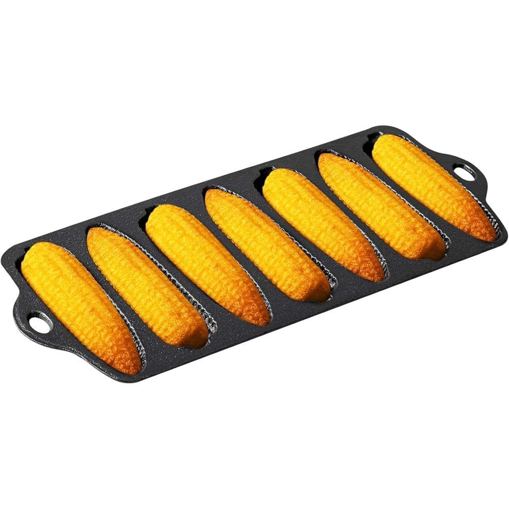 Aundhegrtt Cast Iron Corn Cob Pot for Ovens, Stoves, Grills, and Bonfire- for 7-Hole Corn Bread Molds Baking
