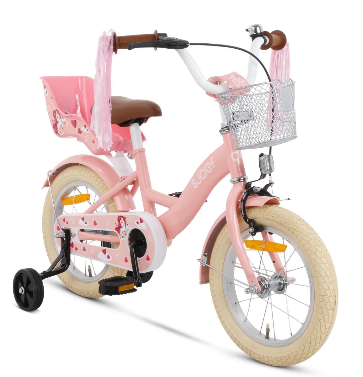 Dolly Kinderfahrrad 14 Zoll | Ab 3-5 Jahre | einfache Montage (95% vormontiert) | Kinder Fahrrad für Mädchen/Jugend | Kleidergröße von 98 bis 108 cm | inklusive Stützräder