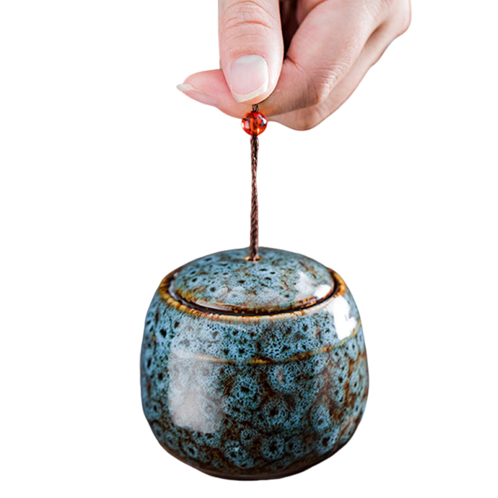 Tarro de Cerámica para Té 5 Piezas Tapa y Cierre Hermético | Latas Redondas para Hojas, Uso Doméstico y Sobremesa, Formato Mini, Multiuso para Guardar Otros Artículos Color Aleatorio