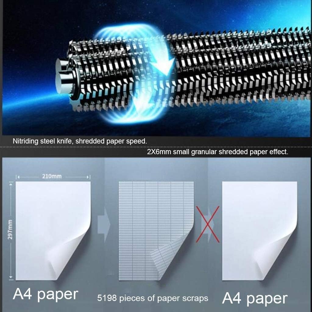 Trituradora de papel de microcorte de 6 hojas, P-5 de alta seguridad for uso doméstico y de oficina, tritura tarjetas de crédito, grapas, clips, negro