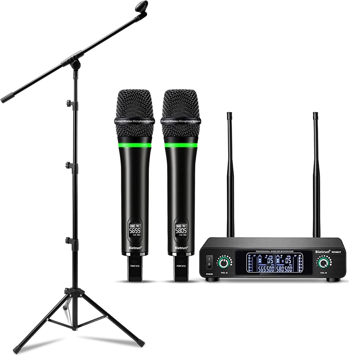 Bietrun Wireless Microphone System with Mic Stand Musical