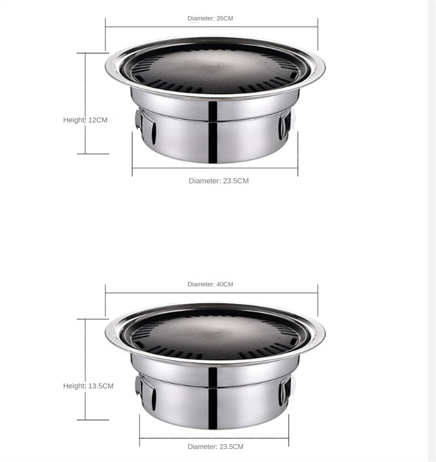 Grill na Węgiel Zewnętrzne Grille Węglowe Grill Węglowy Ze Stali Nierdzewnej Okrągły Przenośny Grill Na Kemping Grill do Ogrodu(35cm)