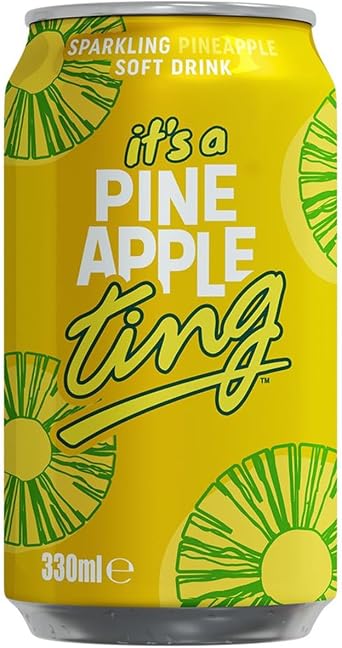 Ting Pineapple Drink, 330ml | PACK OF 24 | Sparkling Soft Drink | Can | Carbonated Pineapple Juice.